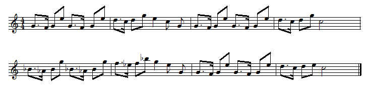 The Musical Notation of the Secondary Motive of the Merry Symphony